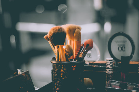 make up set on a black table