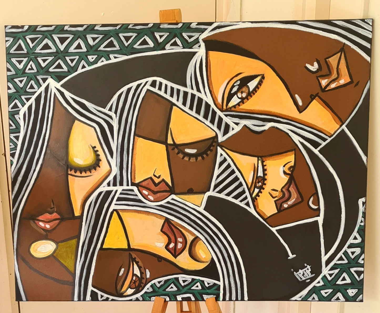"A Hug From the Inside Painting" pop art painting, warm colors, embrace, emotional connection