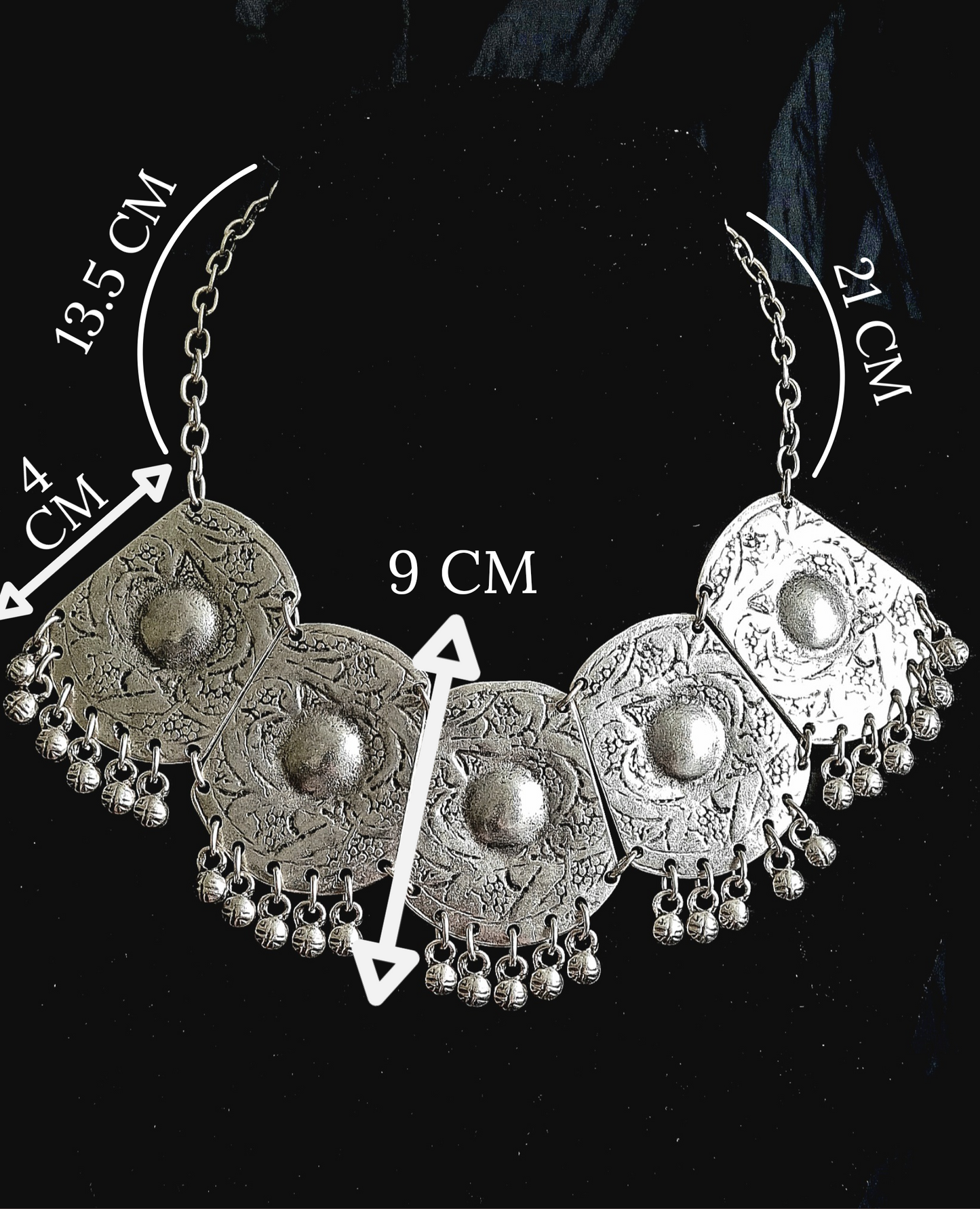 Dazzling silver filigree necklace, "Anastasia," features mesmerizing details,