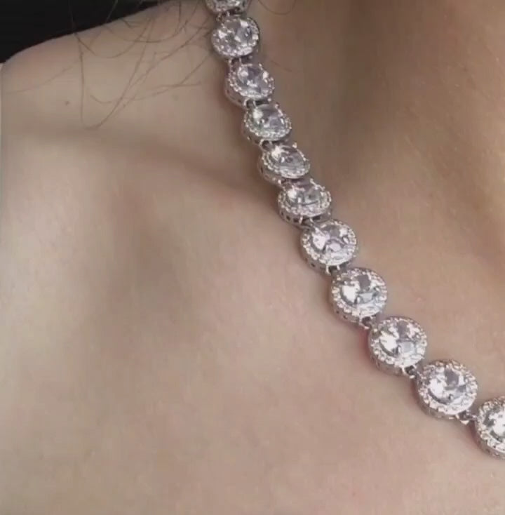 Florence Necklace a Classic silver-tone necklace with sparkling cubic zirconia