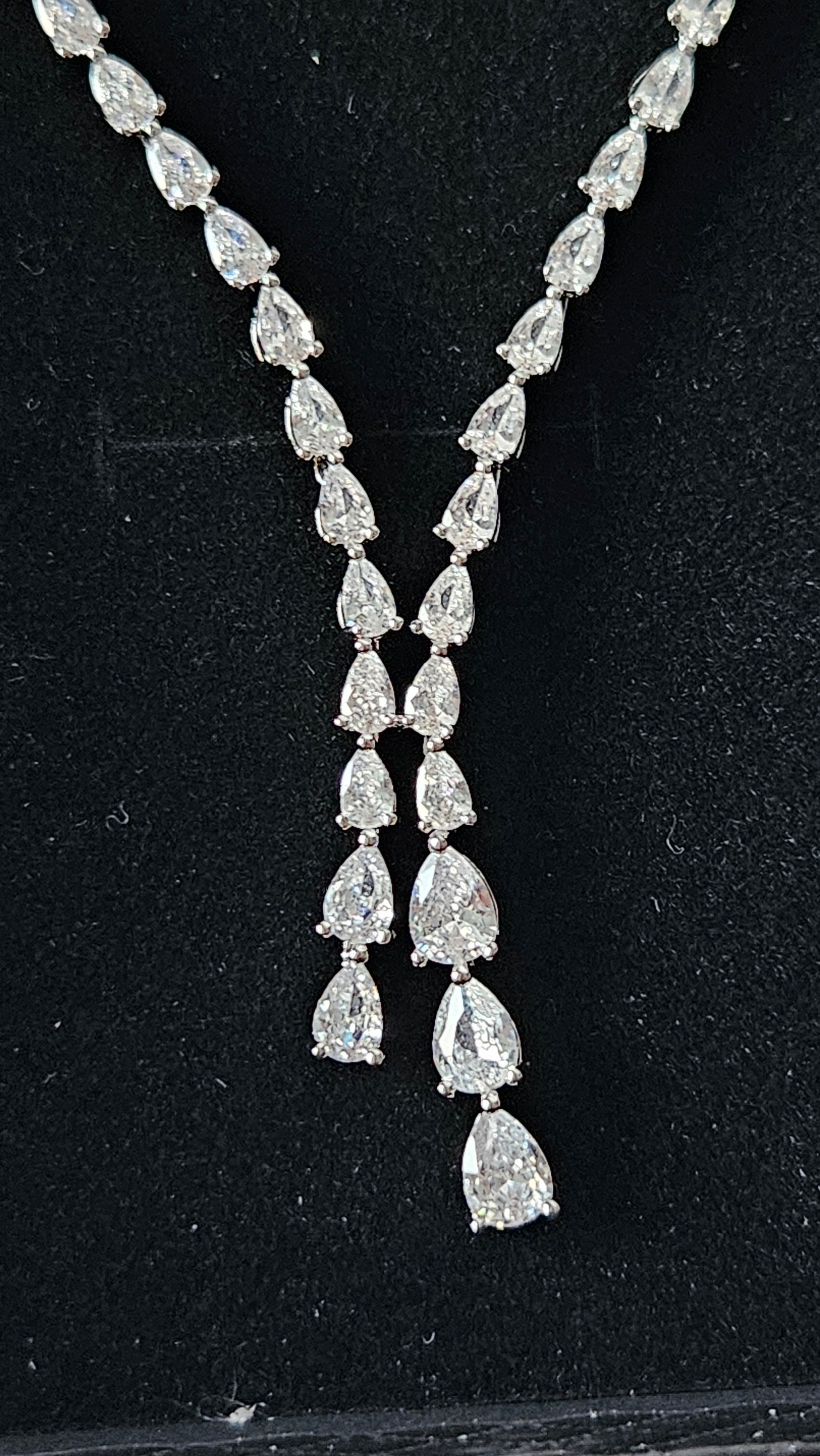 Exquisite Dilara necklace and diamond earrings set with teardrop cubic zirconia stones