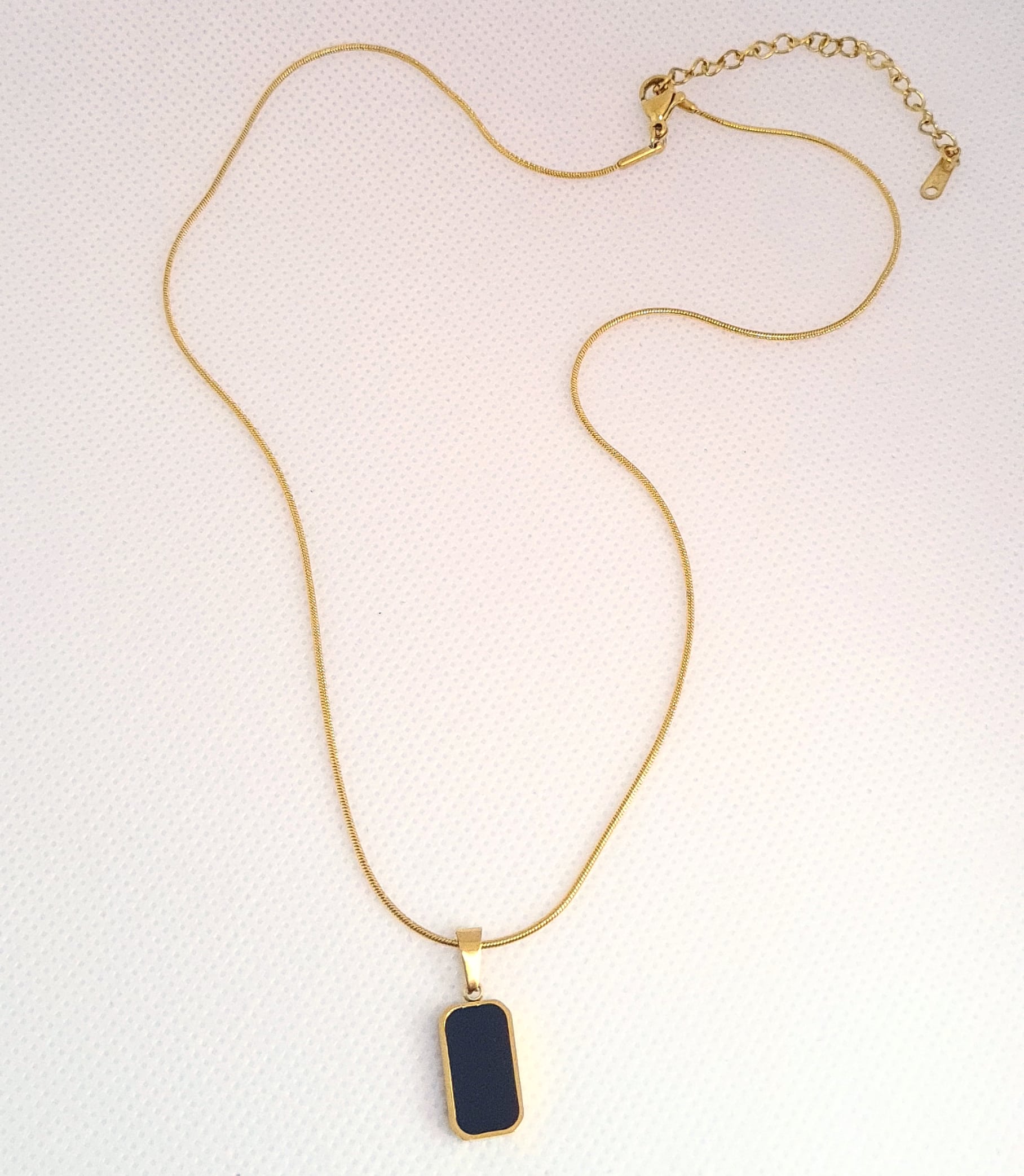 Charlotte Necklace featuring a sleek gold chain adorned with a double side black and white shell pendant