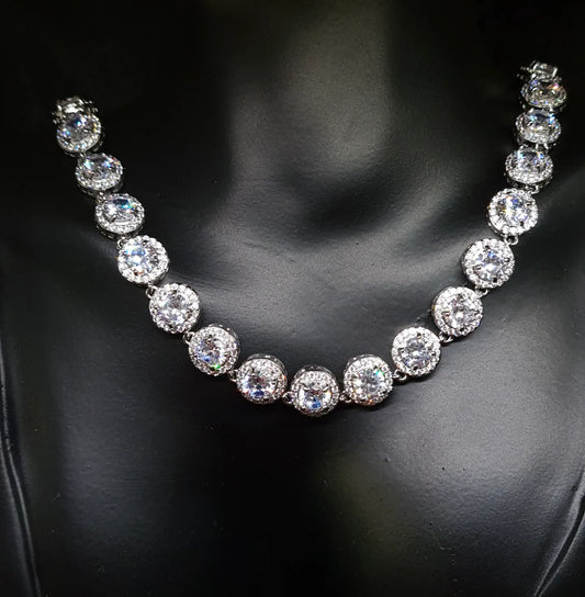 Florence Necklace a Classic silver-tone necklace with sparkling cubic zirconia