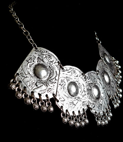 Dazzling silver filigree necklace, "Anastasia," features mesmerizing details,