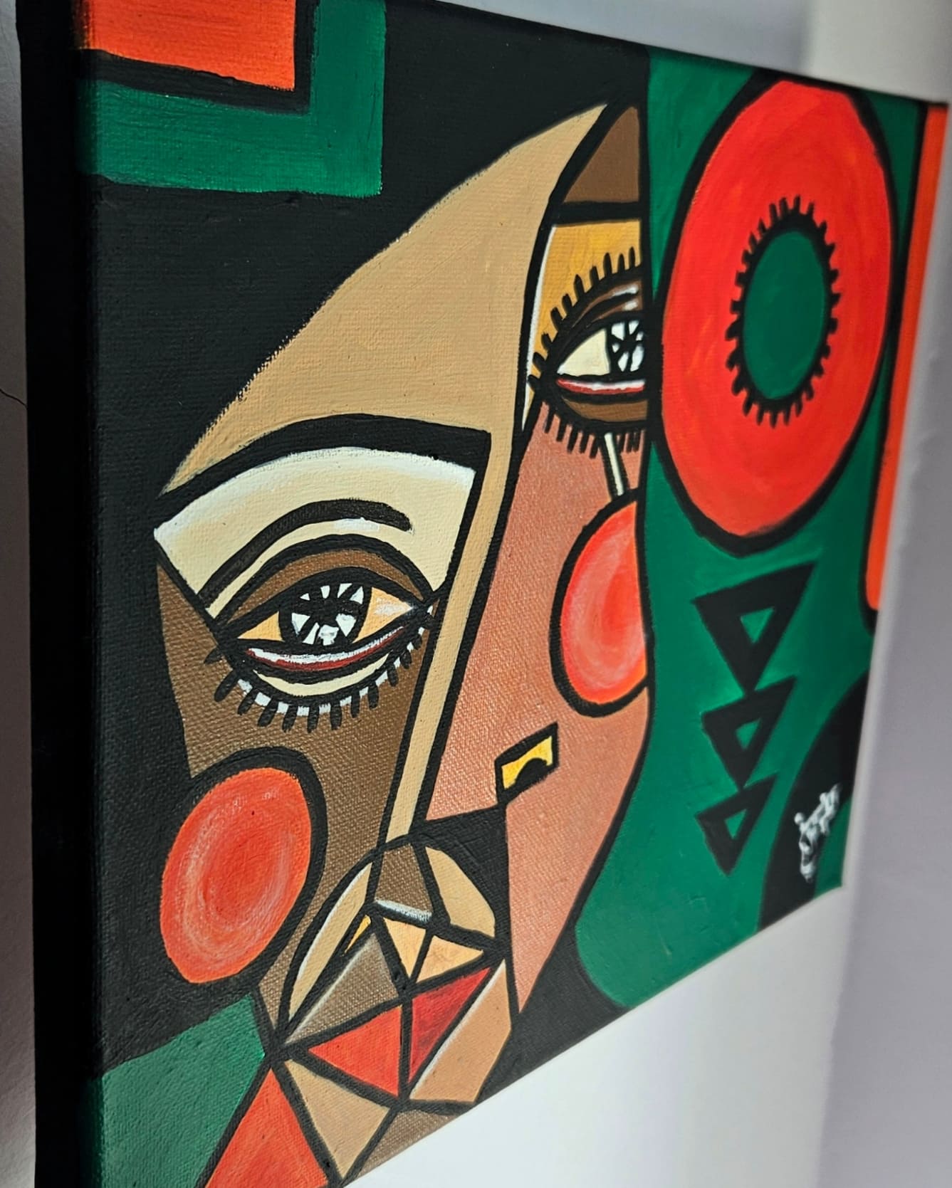 Close-up of the "Sands of Time" painting by artist Noor Yousfi, highlighting the intricate brushwork and rich emotional depth of the acrylic on canvas.