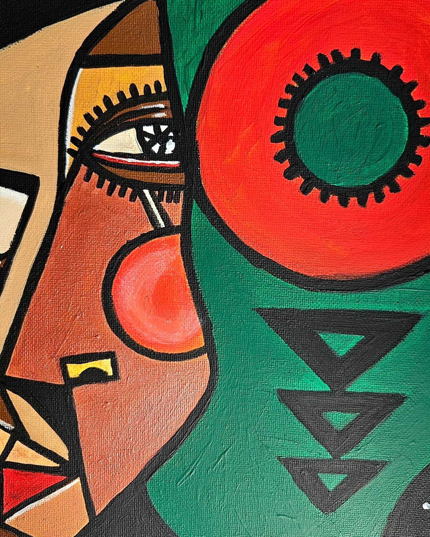 A professional 24 x 30 cm one-of-a-kind abstract painting, perfect for adding a touch of warmth and avant-garde sophistication to a luxury modern interior.