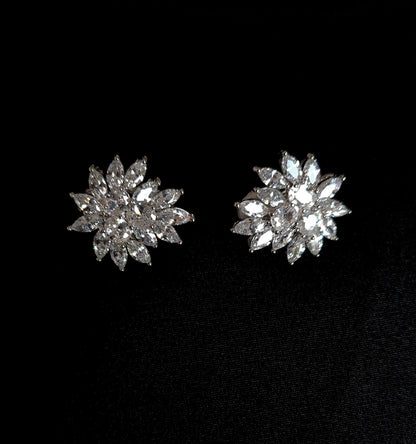 Cathy Earrings featuring exquisite cubic zirconia stones set in gleaming silver.